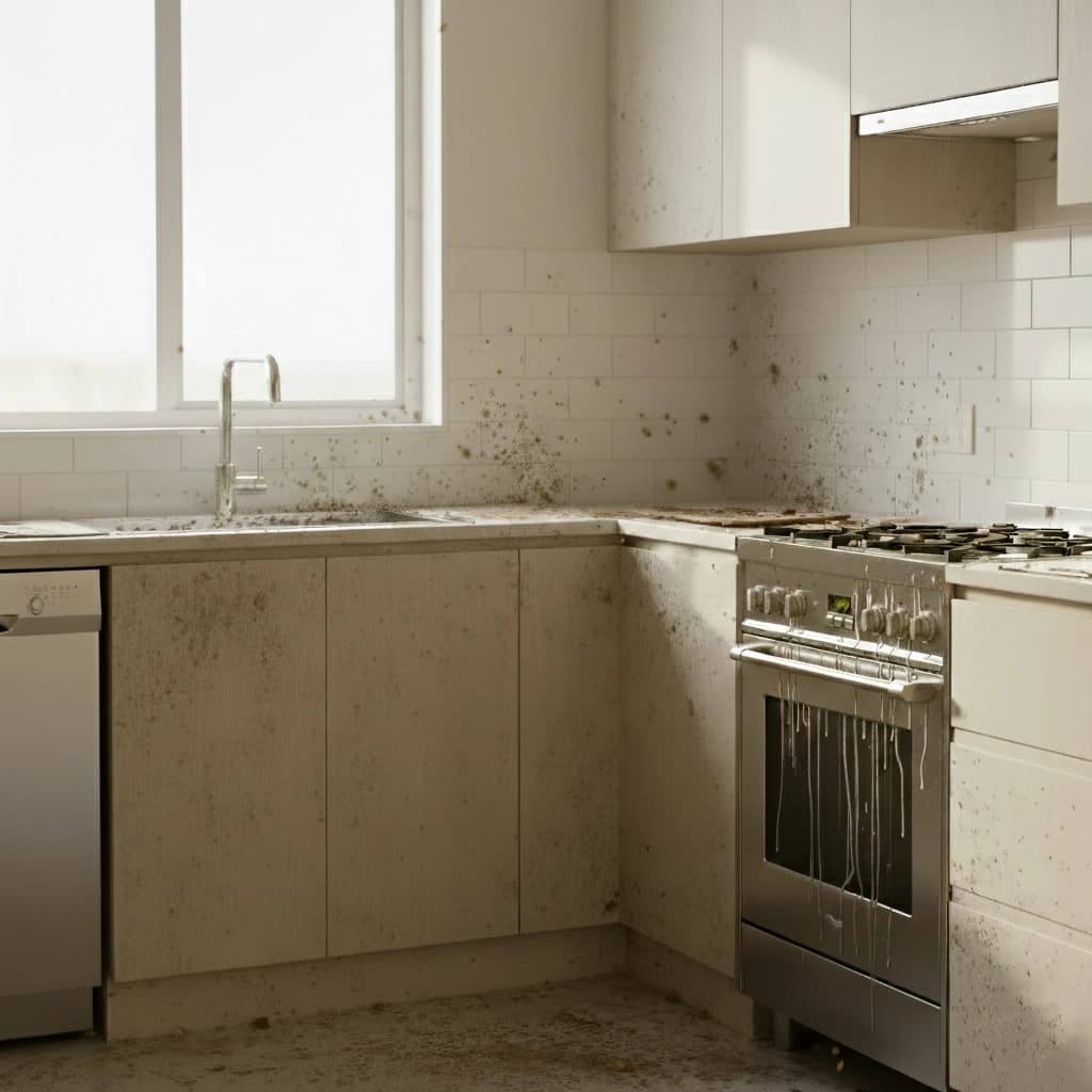 المطبخ قبل التنظيف